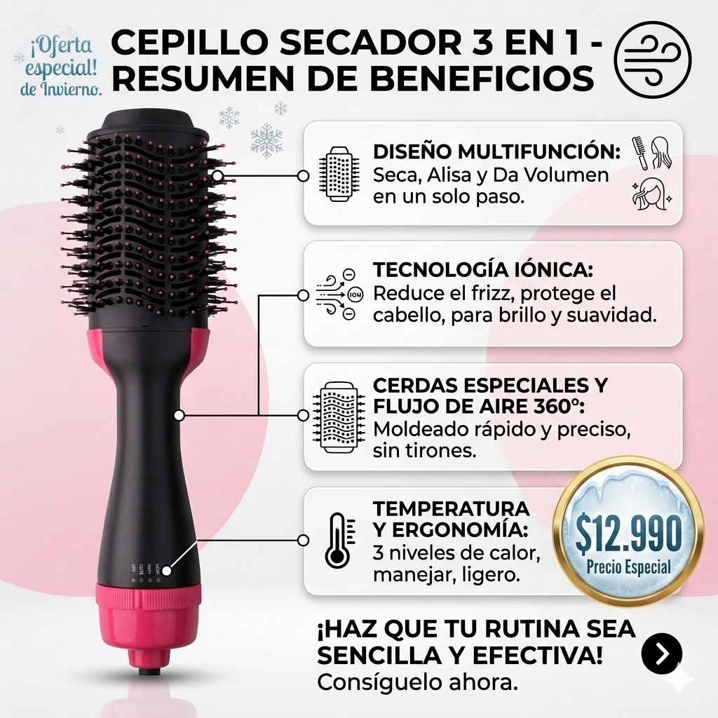 Cepillo secador 3 en 1